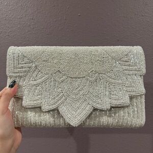 Beaded Clutch in White